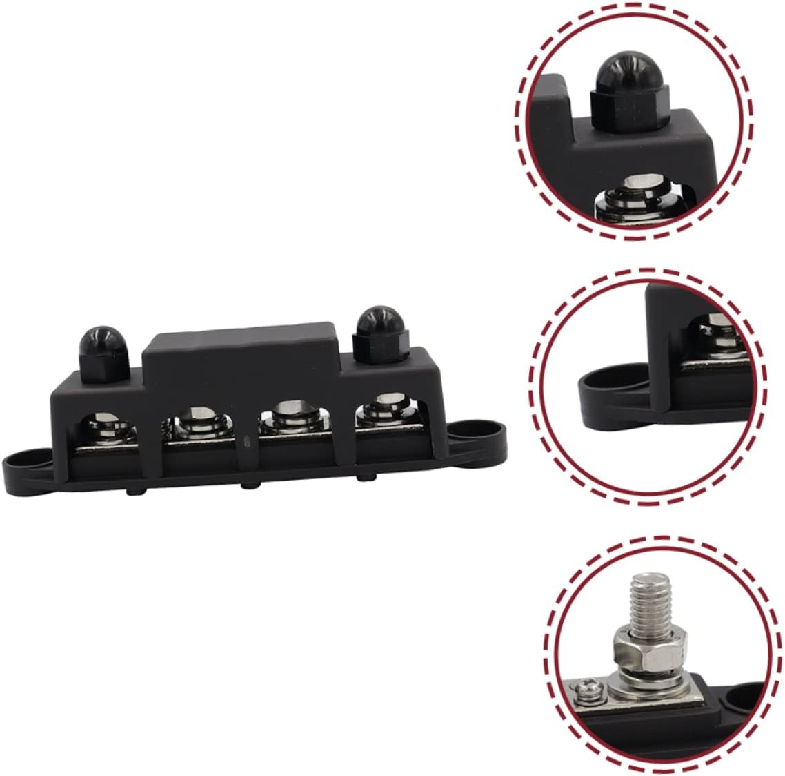 2pcs Abs Covered Bus Bar Power Distribution Block Terminal Blocks Dc for Boat Car Rv