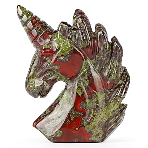 Estatua de Unicornio en Piedra Dragon Blood Stone 2 pulgadas miniatura 1