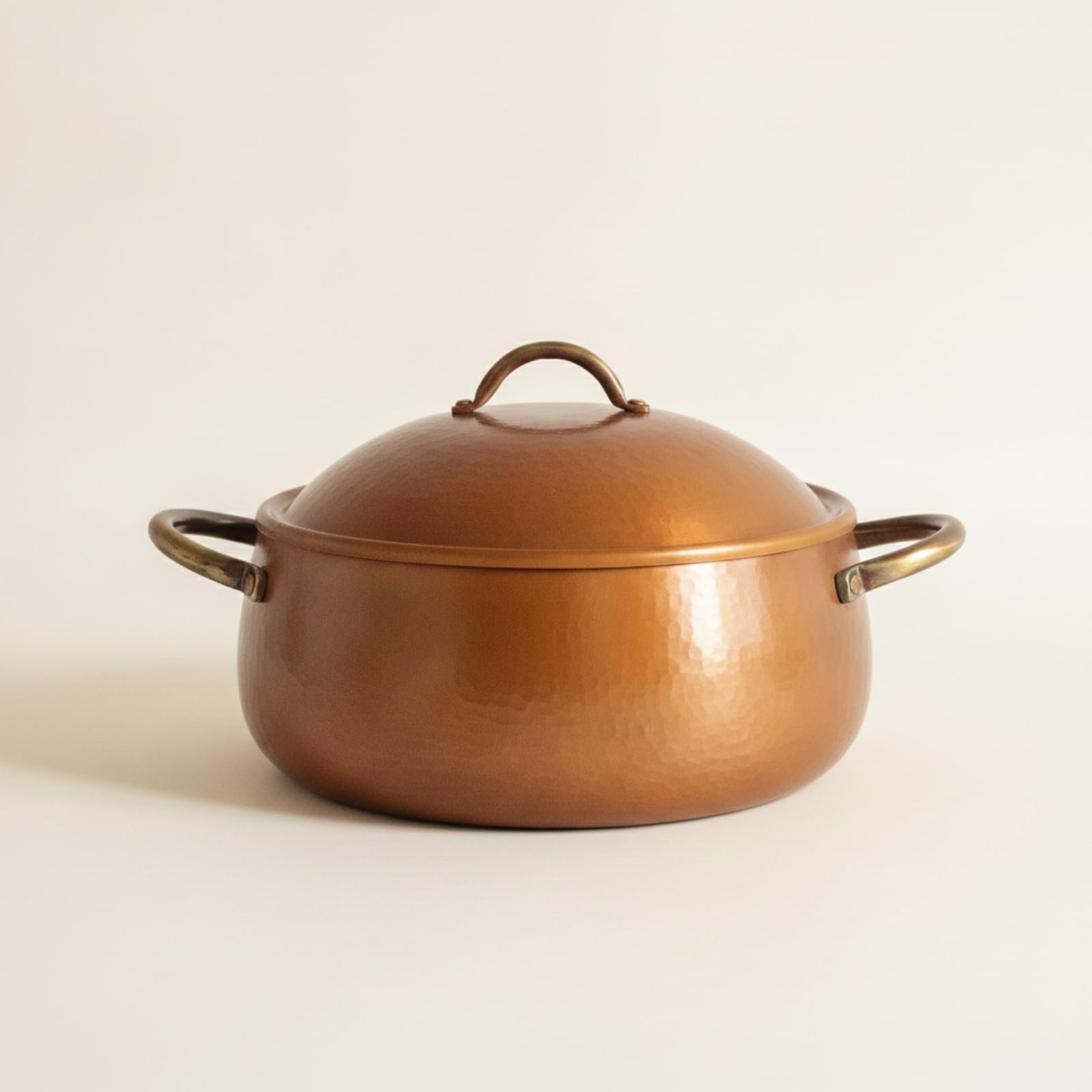 Pentola in Rame Martellato Pentola Casseruola Teglia con Finitura Brunita E Superficie Testurizzata Adatta a Brodi Riso Pasta Pasti di Famiglia