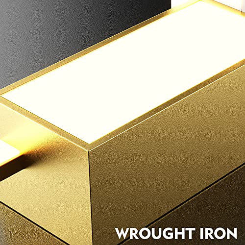 Applique LED linéaire minimaliste structure cube géométrique or et noir - 2