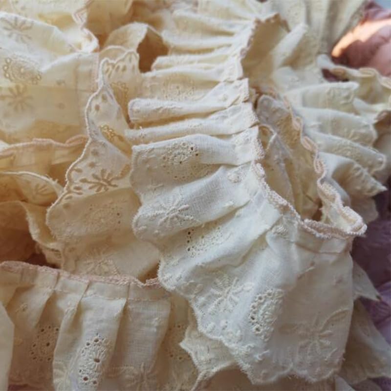 Spitzenborte, 1 Yard (ca. 91 cm) bestickte florale Spitze Stoffborte Applikation Band 5 cm DIY Nähen Kragen Rüschen Guipure Hochzeit Dekoration