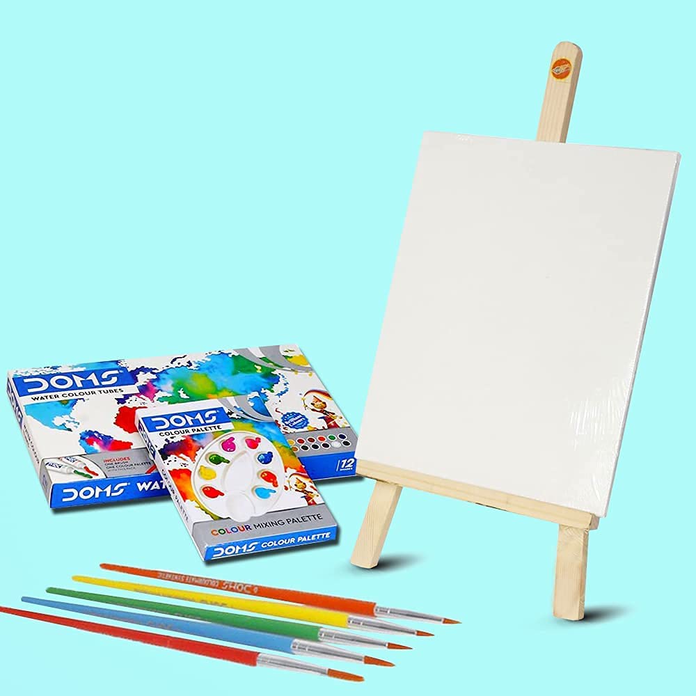 Planet of Toys Painting Set For Kids 6-12 Years Boys & Girls | Canvas Kit With Wooden Easel Stand | Water Color Tube, Color Mixing Palette & 6 Brushes - Image 2 thumbnail