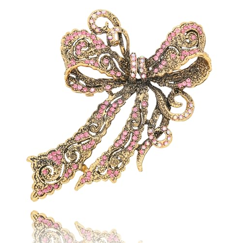 Image of Rhinestone Bow Brooch Vintage Crystal Large Bowknot Brooches for Women Brooch Pin Wedding Fashion Jewelry Accessories,Women Gift