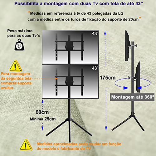 Pedestal Suporte Para Tv Tripe De 26 Até 55 Polegadas Tv Vertical
