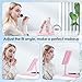 ESWU Travel Makeup Mirror with Light, Portable Folding Make Up Tabletop Mirrors with 10X Magnifying Mirror Rechargable 3 Colors Light Compact Vanity Mirror with Adjustable Stand (Pink)