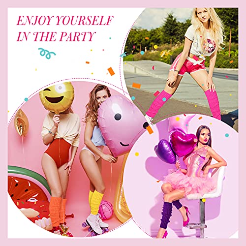 Image of Syhood 80s Women Neon Leg Warmers Knit Ribbed Leg Warmer for Party Accessories
