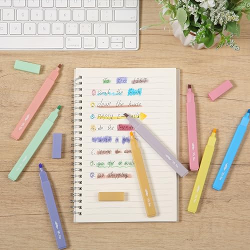 Image of Mr. Pen na aesthetic highlighters, 8 pcs, chisel tip, mixed colors, bible markings without bleeding