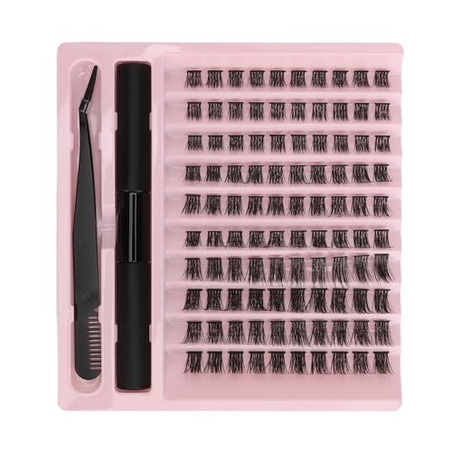 Kit de Extensão de Cílios, 100 Grupos de Cílios Individuais, Extensão DIY Encaracolada D Com Cola e