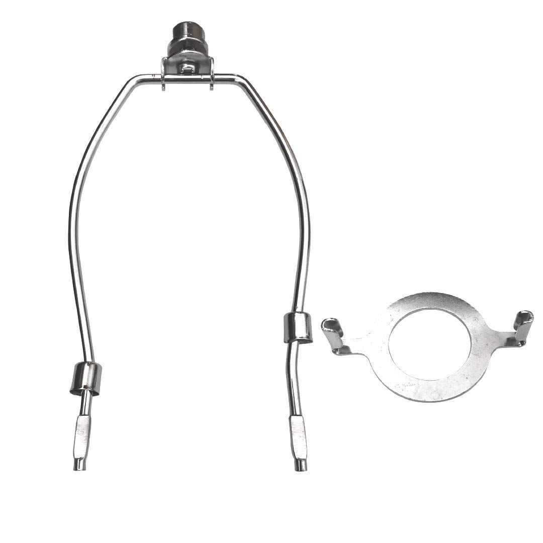 RddenIy 10" Lamp Shade Harp Holder and E26 Light Base UNO Fitter Adapter Converter Finial Set,for Table and Floor Lamps