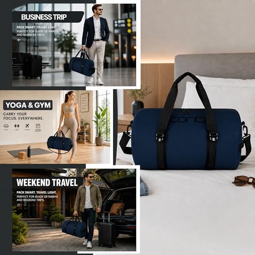 Image of Storite Nylon 43 Cm Imported Multi Purpose Travel Duffle Bag for Women with Dry and Wet Pocket, Lightweight Waterproof Backpack Carry Luggage Bag (Blue, 43x20x24cm)