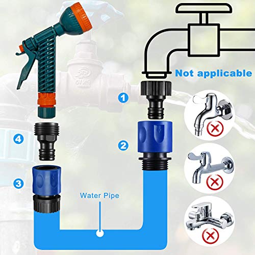 16 Pieces Garden Hose Quick Connector 3/4 Inch Plastic Water Hose Fittings Male And Female Connectors Hose End Adapters With 10 Pieces Rubber Gaskets (Blue, Black) #TOP2