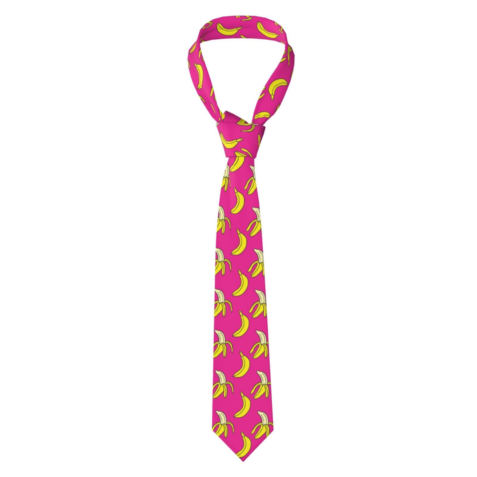 Hceaatb Men'S Ties Banana Yellow Bow Necktie Unisex Satin Printed Thin Ties For Business, Weddings, Proms, Parties, Graduation