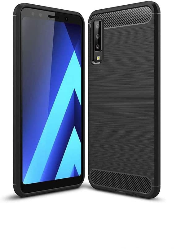 Image of NPRC Hybrid Ultra Slim Protective Case TPU Non-Slip Carbon Fiber Texture Shockproof Case Cover for Samsung Galaxy A7 2018 - Black