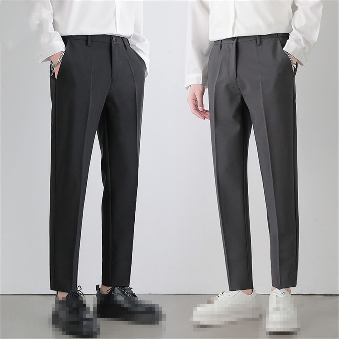 Vogrtcc Pantaloni da Abito da Uomo Stretch Slim Business Office Elastico in Vita Pantaloni Casual Taglie Forti