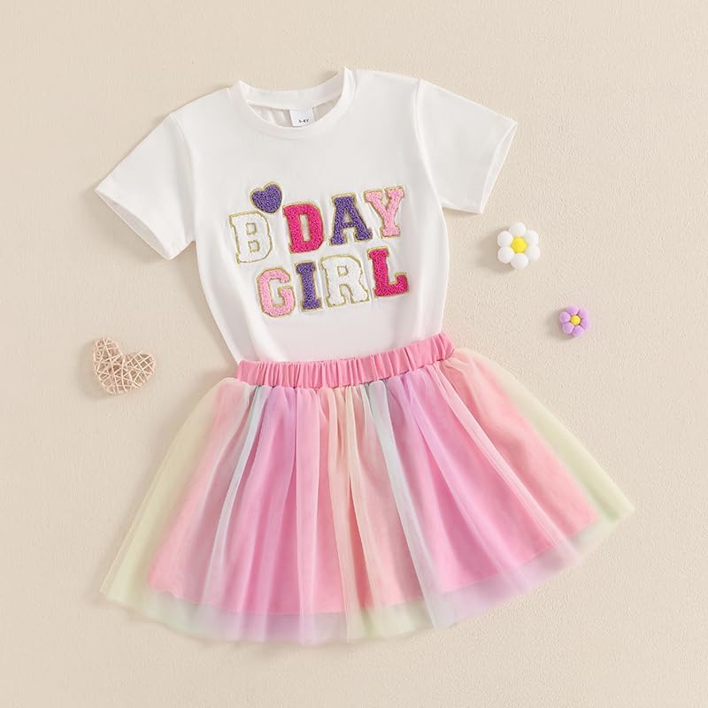 Toddler Baby Girl Birthday Outfit Letter Embroidery Long Sleeve Sweatshirt Tassel Dress Skirts Birthday Gift 12M-5T - Image 2
