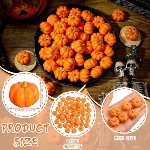 Poen 50 Pcs Resin Pumpkins for Decorating Halloween Miniature Pumpkin Artificial Mini Pumpkins Decoration for Halloween Party Gifts Home Cake Decoration Craft DIY(Classic Style)