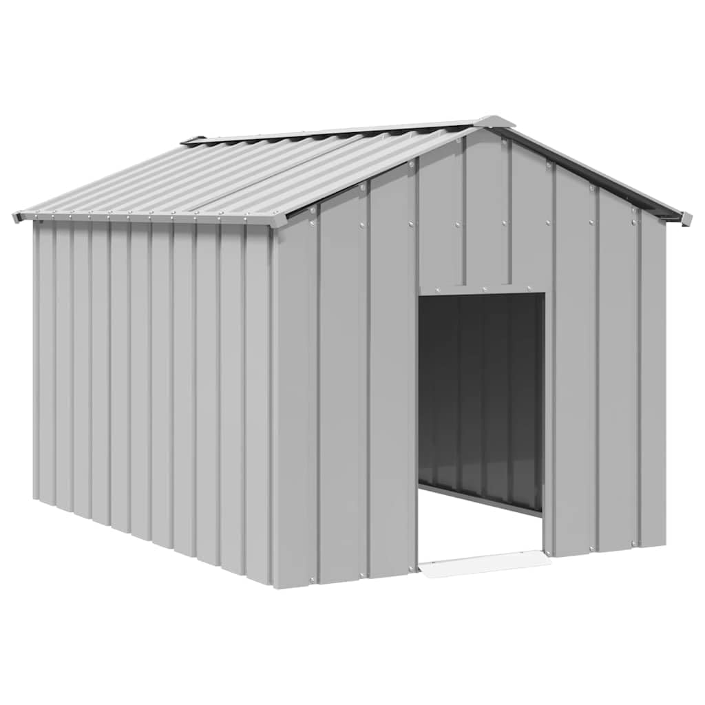 IKAYAA Caseta para Exteriores Grande, Caseta para Perros Acero Galvanizado 113x153x101 cm Gris