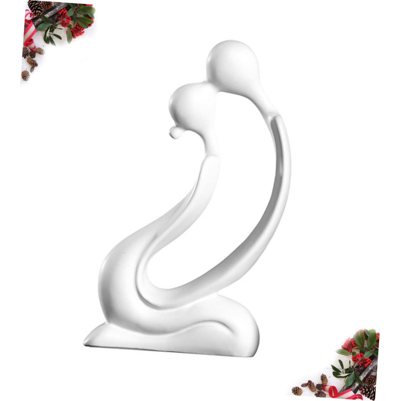 ifundom Abstrakte Liebespaar Figur aus Keramik als Tischdeko | Weißes Kunsthandwerk, Umarmungs-pose mit Abstrakter Form, für Wohnung und Hochzeitsfeier