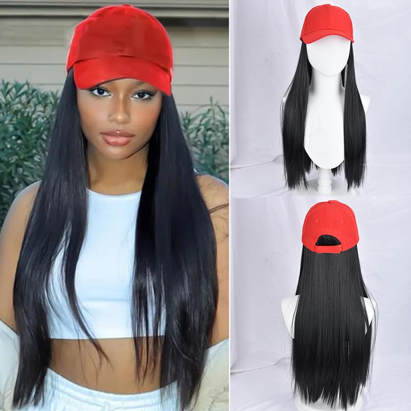 Amazon.com : ASAYUMI Baseball Cap with Attached Long Straight