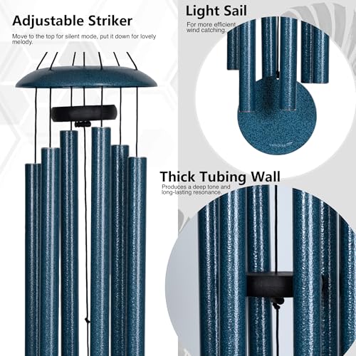 Wind Chimes for Outside Deep Tone - 38'' Wind Chimes Outdoor Clearance, Deep Tone, Windchimes Outdoors, Memorial Gift, Sympathy Gift, Garden Patio, Home Décor, Blue by Vanquer - Used condition - Image 3