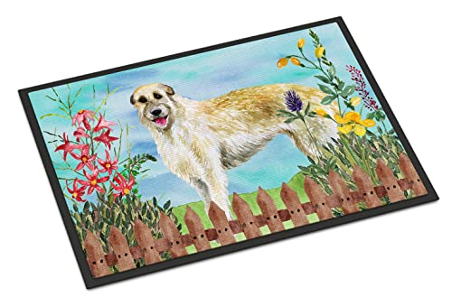 Caroline's Treasures CK1232JMAT Irish Wolfhound Spring Doormat 24x36 Front Door Mat Indoor Outdoor Rugs for Entryway, Non Slip Washable Low Pile, 24H X 36W