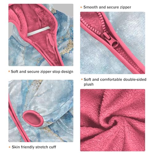 GuoChe Abstract White Blue Marble Vintage Gold Boys Fleece Jacket3