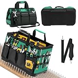 GRENPRO Tool Bag, 15 Inch Molded Bottom Toolbag, 18-Pocket Heavy Duty Portable Waterproof Toolbox, Soft Handle Tool Organizer for Mechanics, DIY, Valentines Day Gifts for Him Dad Men