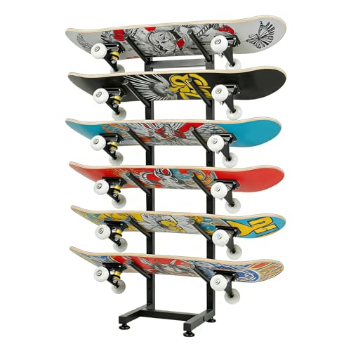 BiJun Skateboard Racks Floor Stand, 6-Layer Skateboard Wall Mount,Snowboard Storage Rack, Skateboard...