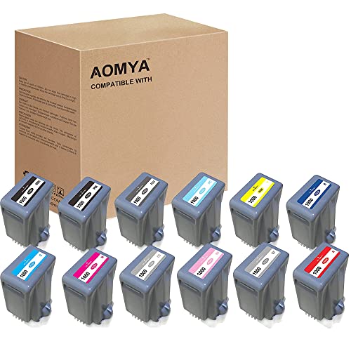 Aomya Paquete de 12 Cartuchos de Tinta compatibles PFI 1000 de Repuesto para Canon PFI1000, Uso para Impresora Canon imagePROGRAF PRO 1000, 80 ml x 12 Colores (PBK, MBK, C, M, Y, R, PM, GY, PC, CO,