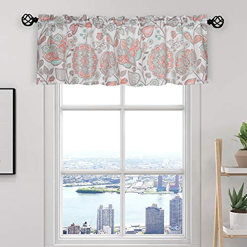 oremila Kitchen Curtain Valance Multi-Color Floral Window Valance for Kitchen and Bathroom, Rod Pocket, 54