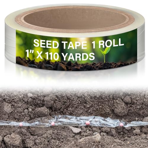 Innconee 1 x 110 Yards Seed Belt Water Soluble Florist Planting Belt Dissolves Quickly in Water Gardening Tools for Planting Vegetables Seeds Carrot Collards Lettuce Onion Radish Flower Zucchini