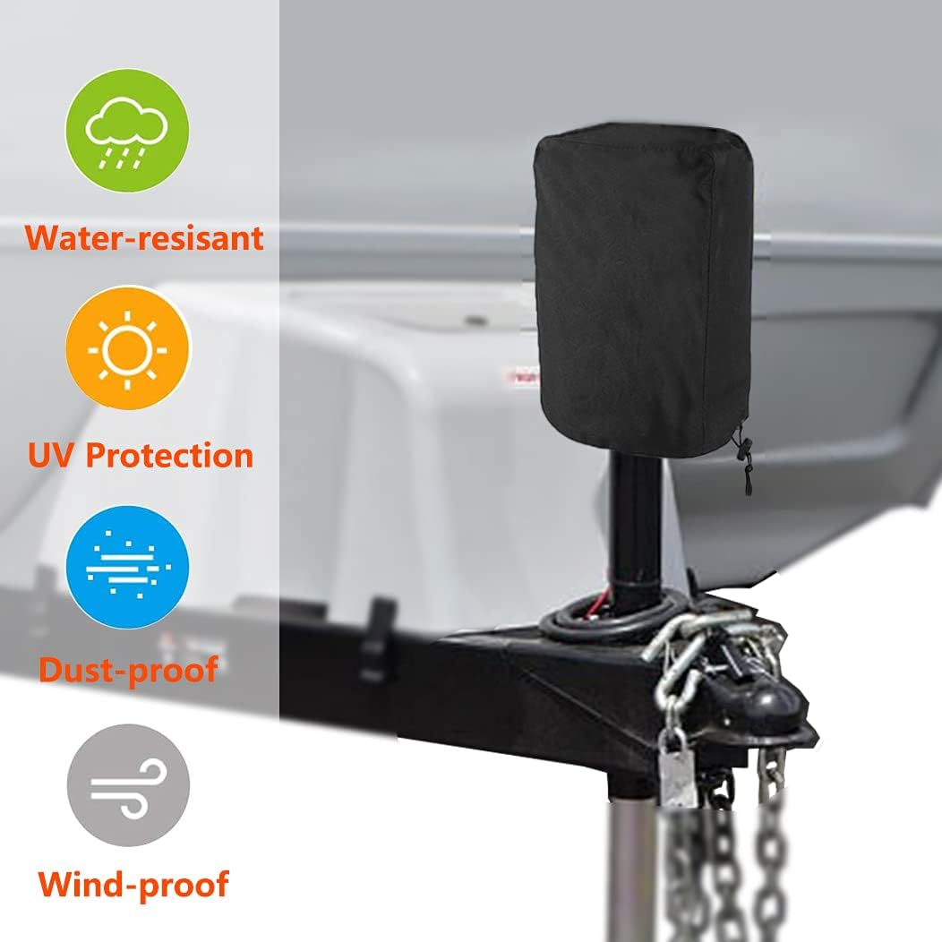 Electric Tongue Jack Cover, Heavy Duty 600D Oxford Fabric Waterproof Tongue Cover for RV/Camper/Travel Trailer/Plug Protector, Universal(10''Lx5''Wx14 H)