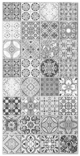 Panorama Tapis Vinyle - Modèle Carreaux Ciments Jaen Gris 40x80 cm - Différentes Tailles - Deco Maison, Cuisine, Chambre et Exterieur