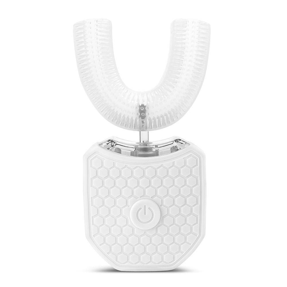 brosse électrique à 360 ° - Purge automatique - Silicone à ultrasons, éclaircissement de la lumière bleue - Tête de brosse en silicone de qualité alimentaire utile Weiß