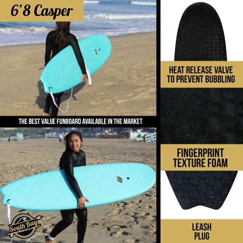 South Bay Board Co. - 4'10 / 5'5 / 6' / 6'8 / 7'7 / 8'4 / 9'6 Hybrid Surfboards - Shortboard & Longboard - Wax-Free Soft-Top Surfboard + Hard Epoxy Bottom Deck - Patented Heat Damage Prevention System - Thumbnail 3
