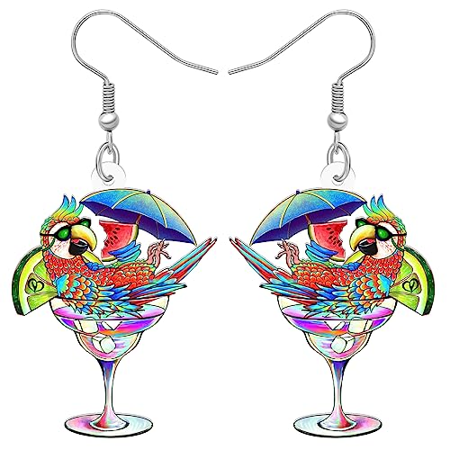 Bonsny Acrylic Drop Dangle Sweet Parrot Bird Earrings Jewelry For Women Gift Charms accessories Original Design (Cerulean)