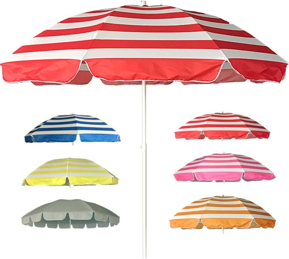 2.4m/7.9ft Stripe Beach Umbrella,UV Protection Outdoor Sunshade Umbrella,Table Market Umbrella,Patio Umbrella for Garden Pool Backyard