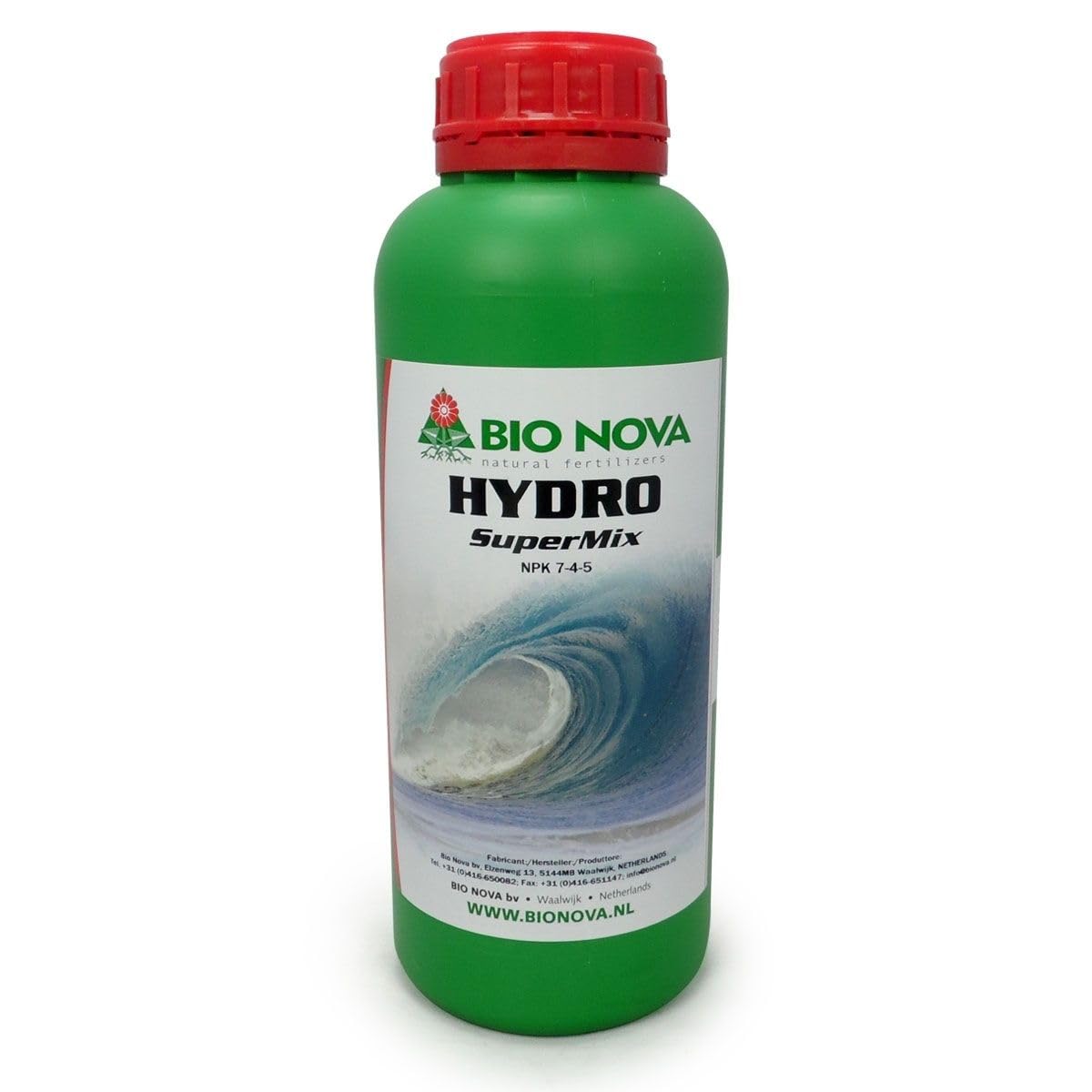 BIONOVA - Hydro-Supermix 1 litre - Jardiniers hydroponiques - Croissance des légumes - Nutrition hydroponique complète - Solution d'engrais NPK 7-4-5
