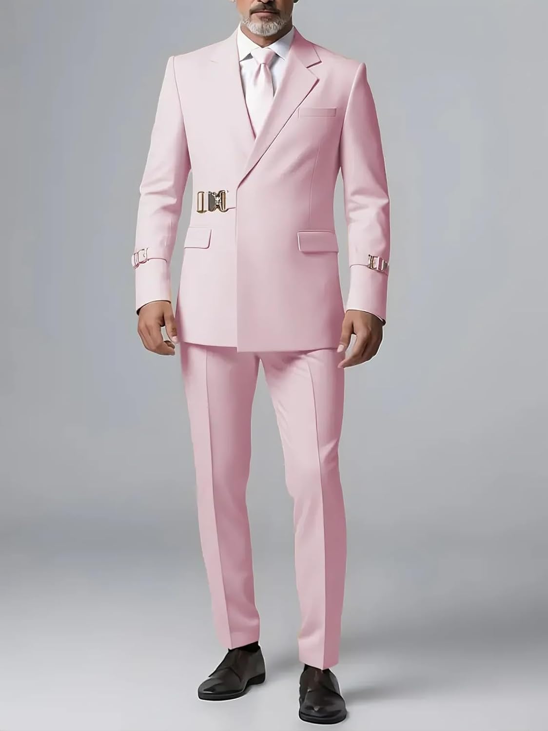 Men's 2 Piece Slim Fit Suit with Metal Clasp Suits for Men Casual Business Wedding Tuxedo - Image 7