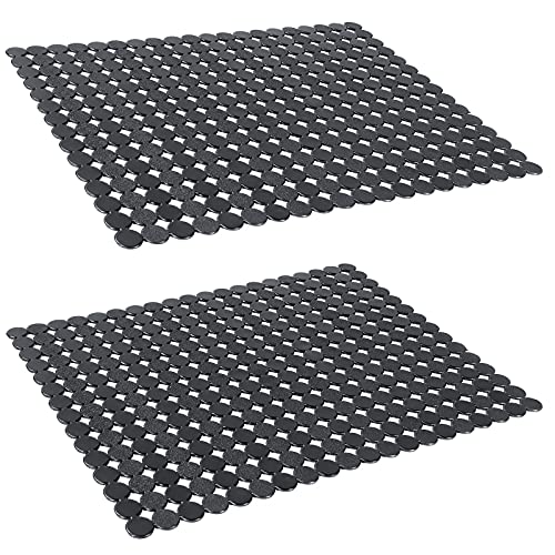 2 Pcs Kitchen Sink Mats, OTHWAY PVC Sink Mat Protector For Stainless/Porcelain Steel Sink, 15.8" x 11.8"inch XL Mats for Kitchen Sink, Quick Draining Dish Drying Mats (Black)