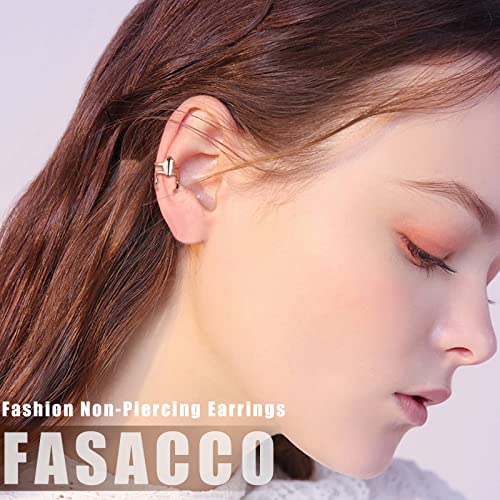 Fasacco 25Pcs Ear Cuff For Women Non Piercing Clip On Cartilage Helix Wrap Earrings Adjustable Ear Clip Non-Piercing Cartilage Earring, Rose Gold #TOP4