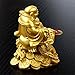 Feng Shui Polyresin Laughing Buddha Sit on Money Frog (Three Legged Toad) Statue Home Office Décor(Gold)