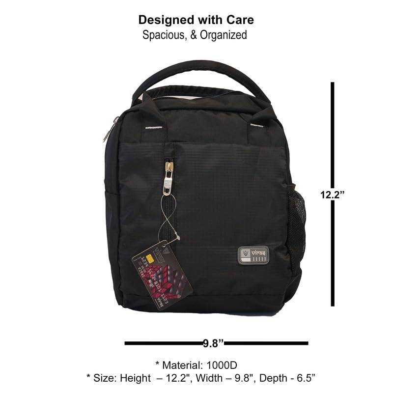 Image of FLUXY 1000D Black Lunch Bag for Men & Women | Large Capacity Leakproof & Waterproof Lunch Tote Bag for Office, School, College & Travel | Durable Tiffin Carry Bag with Bottle Space