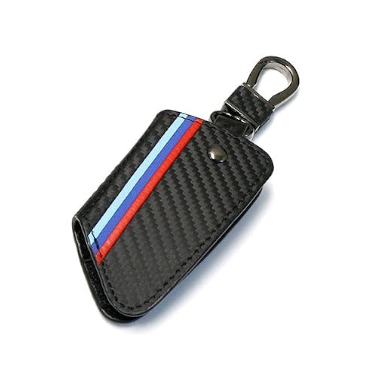 x xotic tech M-Colored Stripe Carbon Fiber Leather Remote Key Fob Cover Case Compatible with BMW X1 X5 X6 5 7 Series F48 F15 F16 G30 G31 G11 G12