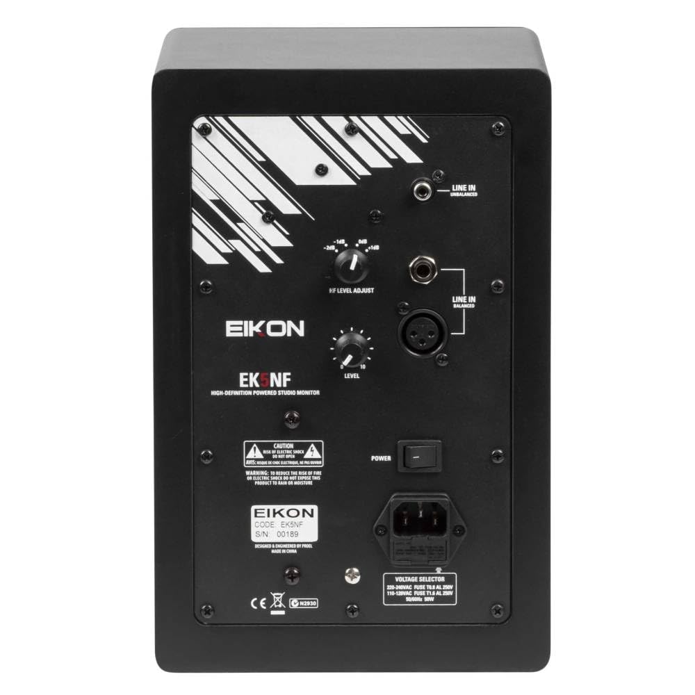 PROEL EIKON EK5NF - Coppia Monitor Audio da Studio Professionale bi-amplificato in Classe AB da 25+45 W, Nero
