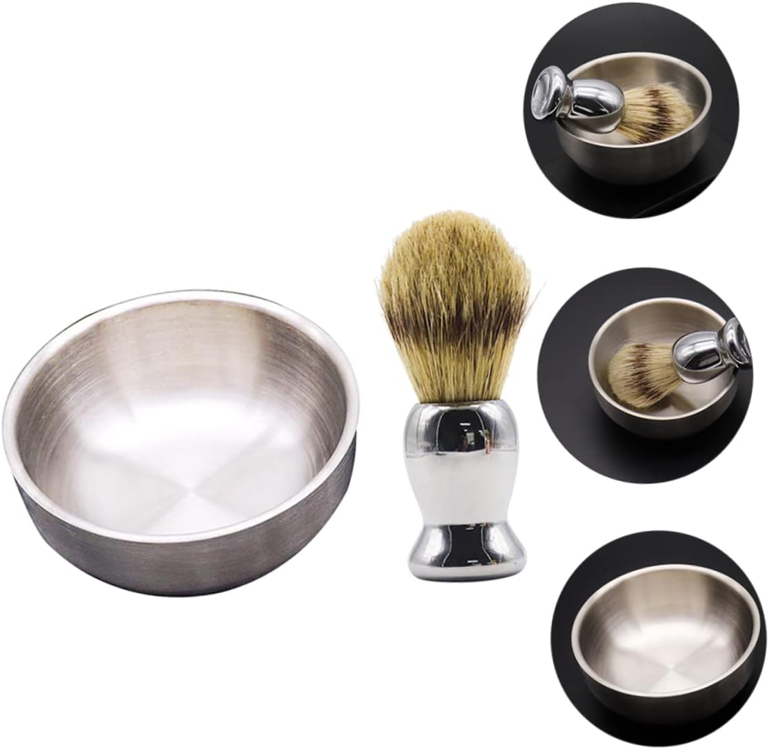 LIFKOME 2pcs Beard Care Kit for Men Shaving Brush Set Soap Bowl Men's Hair Shaving Brush for Barbershop and Home
