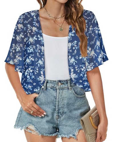 Image of ZNVGIRL Women Shrug Chiffon Cardigans Open Front Short Sleeve Bolero for Evening Dressy 2026