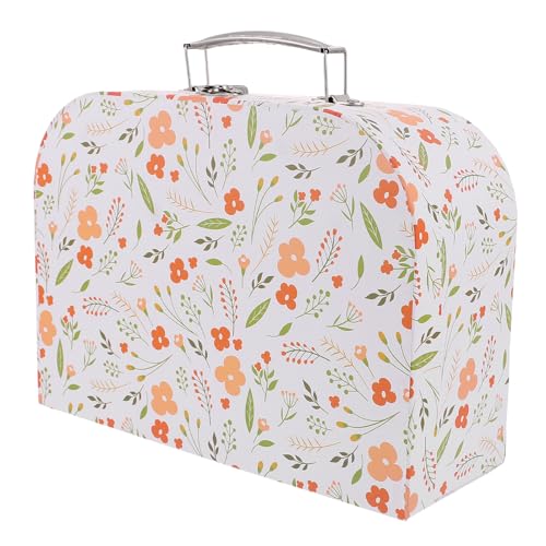 PATKAW Cajas De Almacenamiento De Maletas De Cartón Con Asa: Caja De Almacenamiento Decorativa Con Asa - Caja De Cartón Con Estampado De Flores Con Tapa - Caja De Juguetes Para Niños
