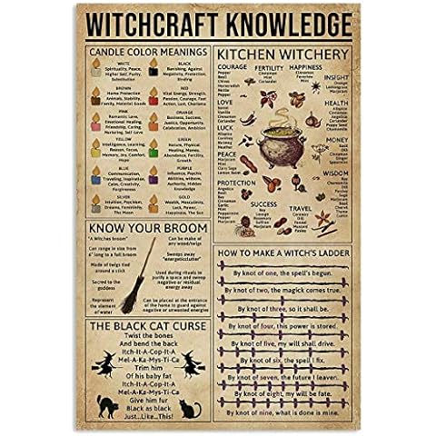 Inga Witchcraft Witchery Knowledge Poster Funny Gift For Witchcraft Lover Wall Decoration Metal Sign Poster 8x12 inches Cover