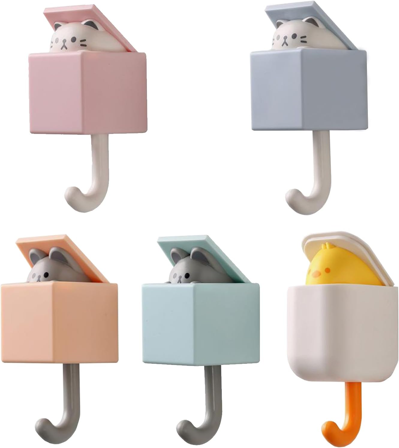 Qeosvve 5 Pack Cat Key Hook for Wall,Cute Room Decor